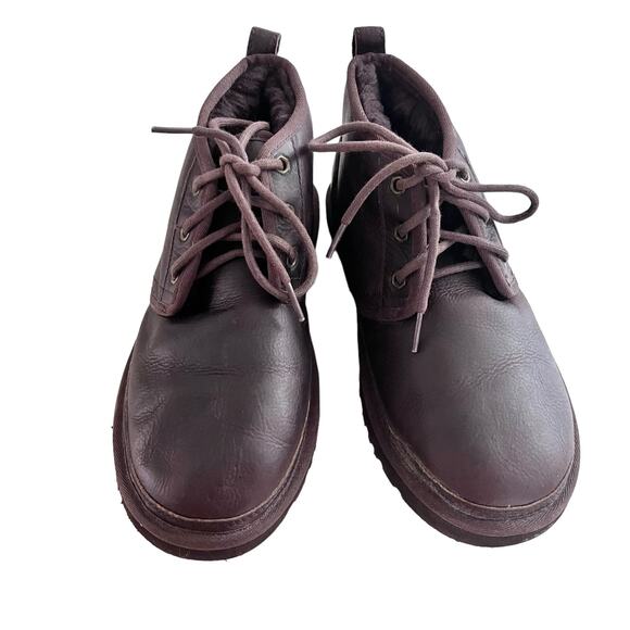 UGG Neumel Men’s Brown Leather Wool Chukka Ankle Boots Size 8 main image 6